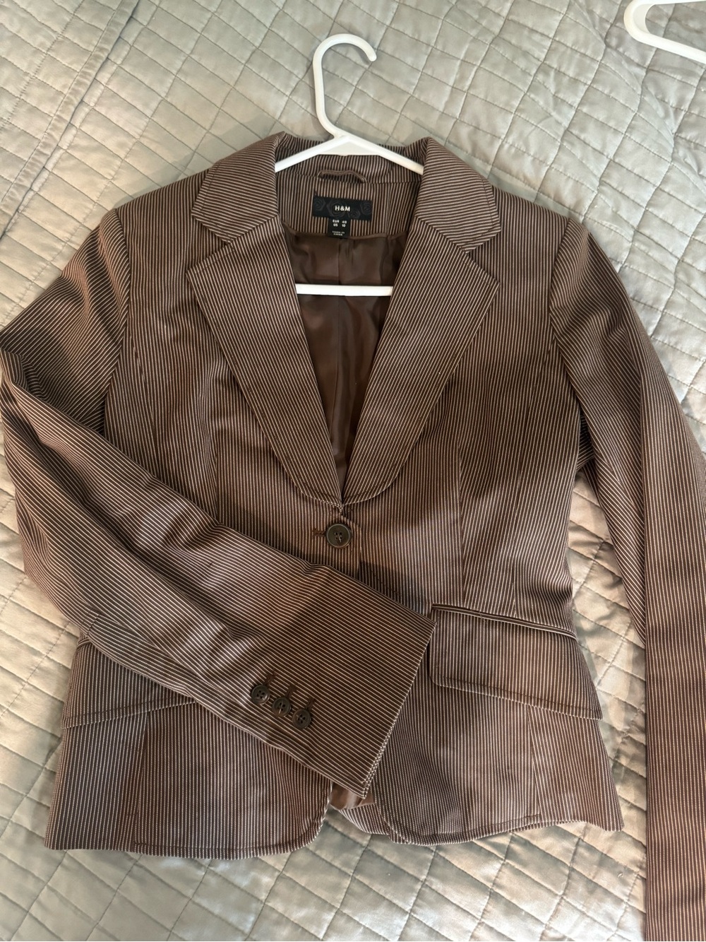 H&M Women's Brown Pinstripe Single-Button Blazer